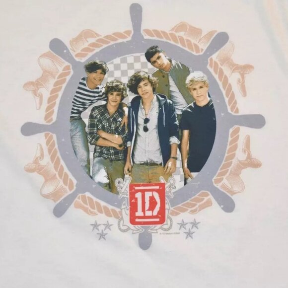 1D One Direction Juniors Nautical Graphic Band Photo White Shirt New XS - Picture 2 of 4
